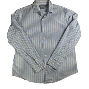 Polo by Ralph Lauren Men's XL Stanton‎ Custom Fit Striped Long Sleeve Shirt Blue